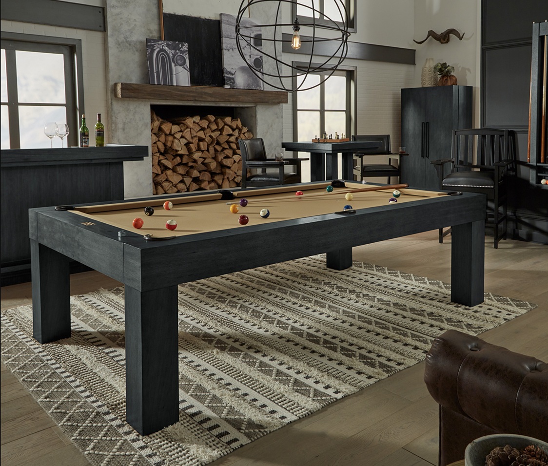 American Heritage Alta pool table with premium accessories and a new felt by SOLO® Pool Tables.