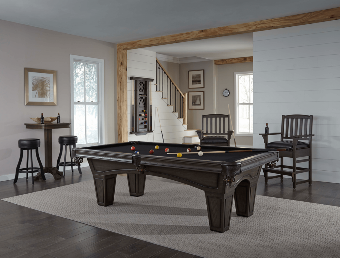 American Heritage Austin pool table with premium accessories and a new felt by SOLO® Pool Tables.