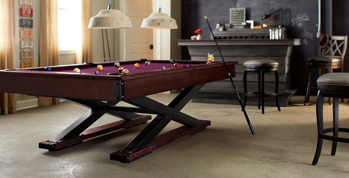 American Heritage Quest pool table with premium accessories and a new felt by SOLO® Pool Tables.