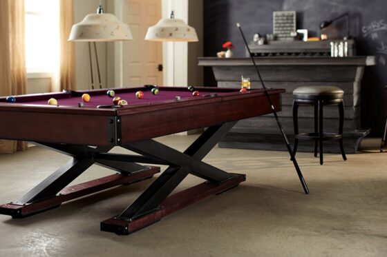 American Heritage Quest pool table with premium accessories and a new felt by SOLO® Pool Tables.
