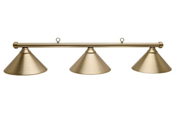 HJ Scott 55" Aged Brass 3-Shade Billiard Light